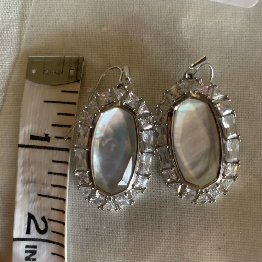 Elle Silver and Ivory Oval Earrings
